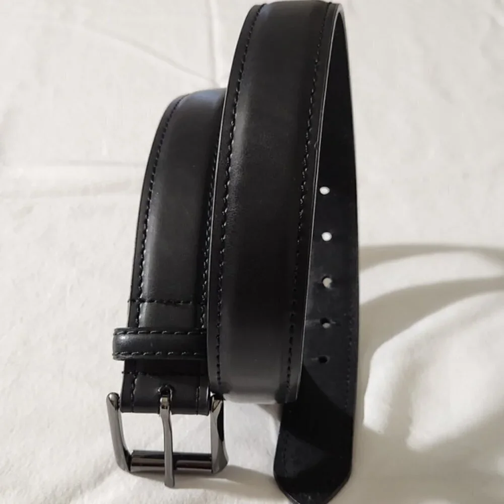 Dickies Men's Black Genuine Leather Adjustable Clasp Metal Buckle Belt SZ 34
